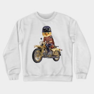 Cat riding motorcycle Crewneck Sweatshirt